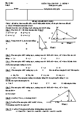 Kiểm tra chương I - Hình khối 9